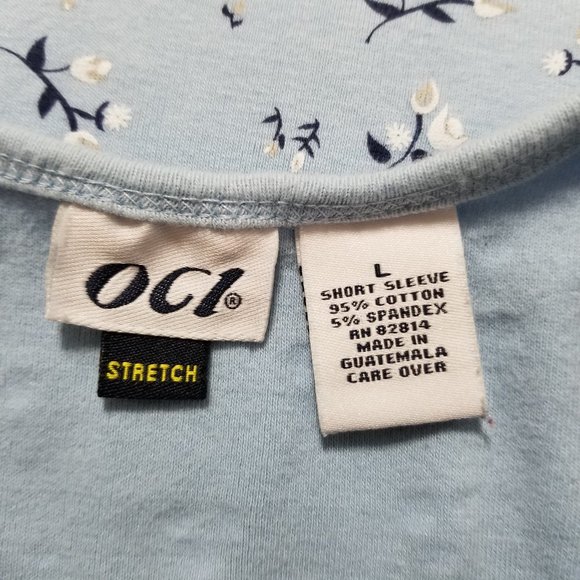 OCI top Large floral print v-neck ruched bust stretch Y2K - Picture 8 of 9